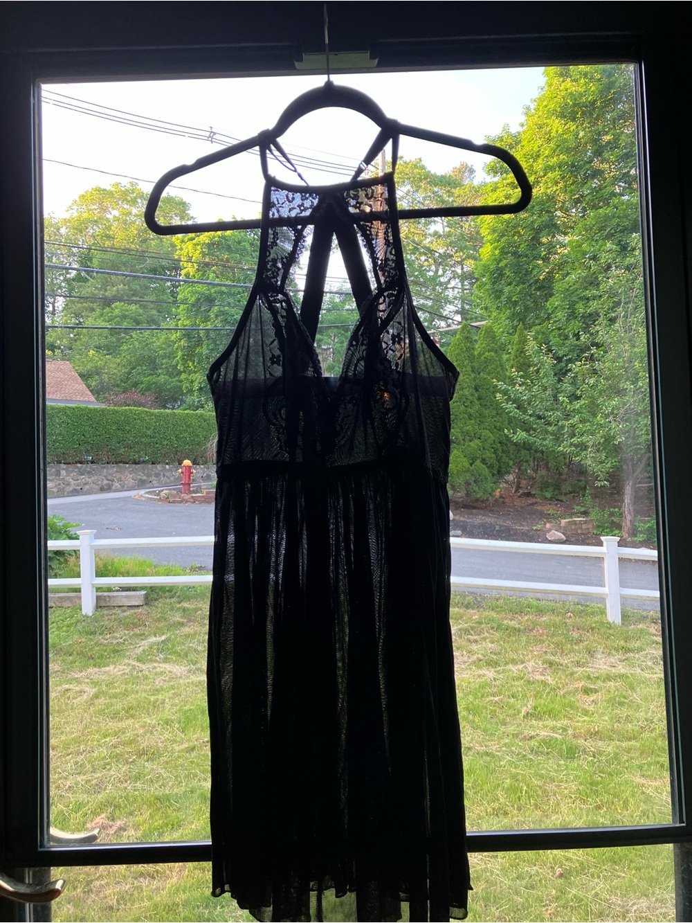 Torrid size 2 (18-20) Black Lace Halter Sheer Chemise Nightie Racerback Straps